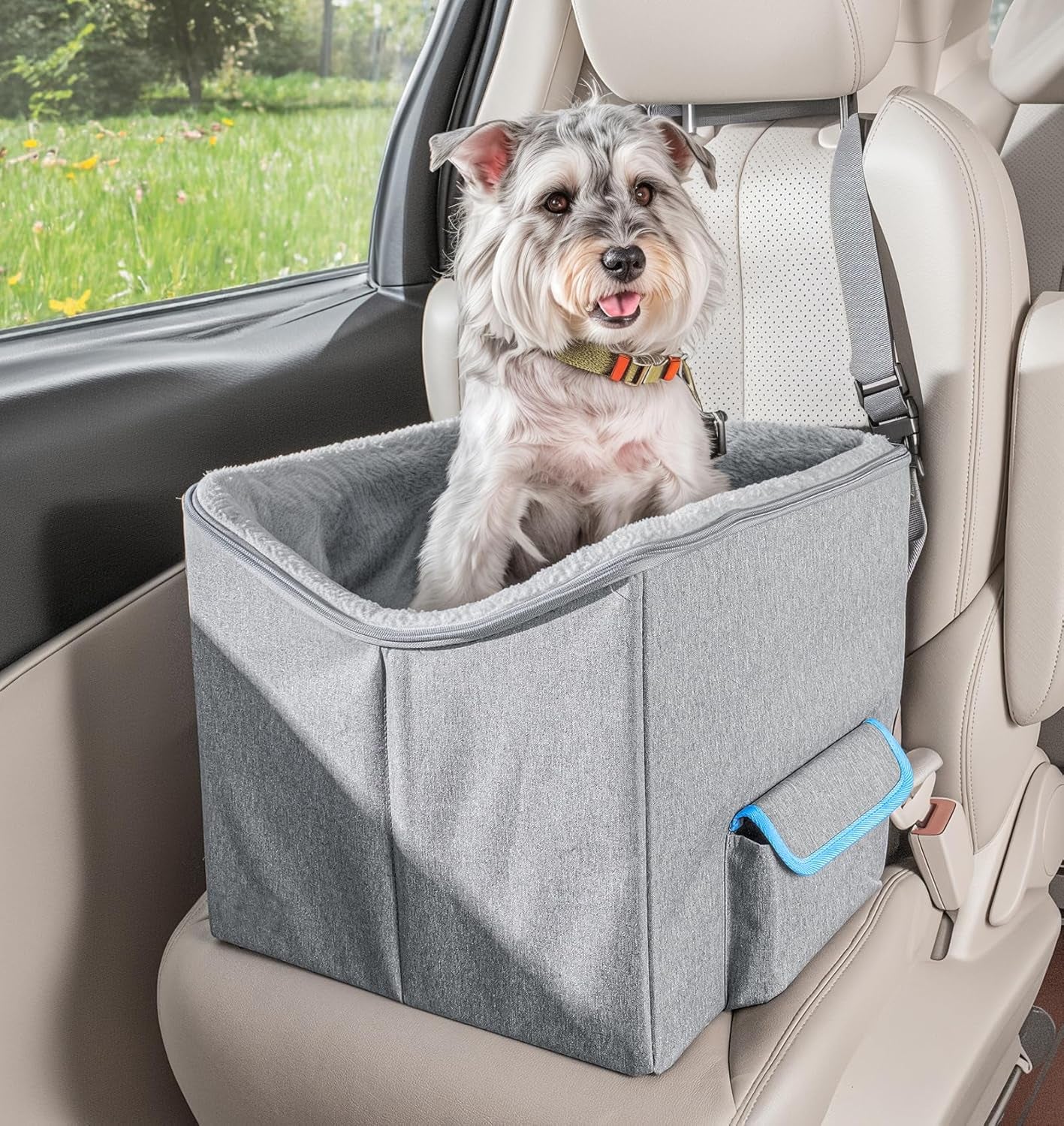 Premium Elevated Dog Car Seat - Adjustable Booster & Cozy Travel Carrier for Small Pets