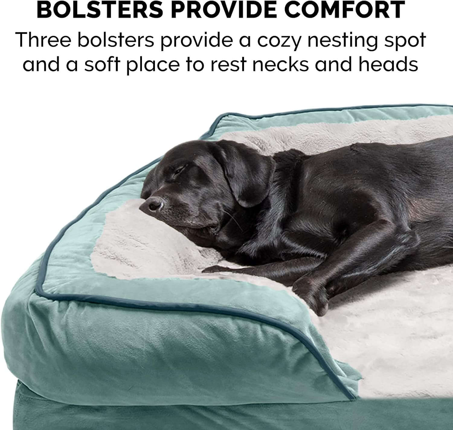 Furhaven Orthopedic Dog Bed for Small Dogs - Plush Velvet Sofa with Removable Bolsters & Washable Cover, Ideal for Pets up to 20 lbs - Celadon Green