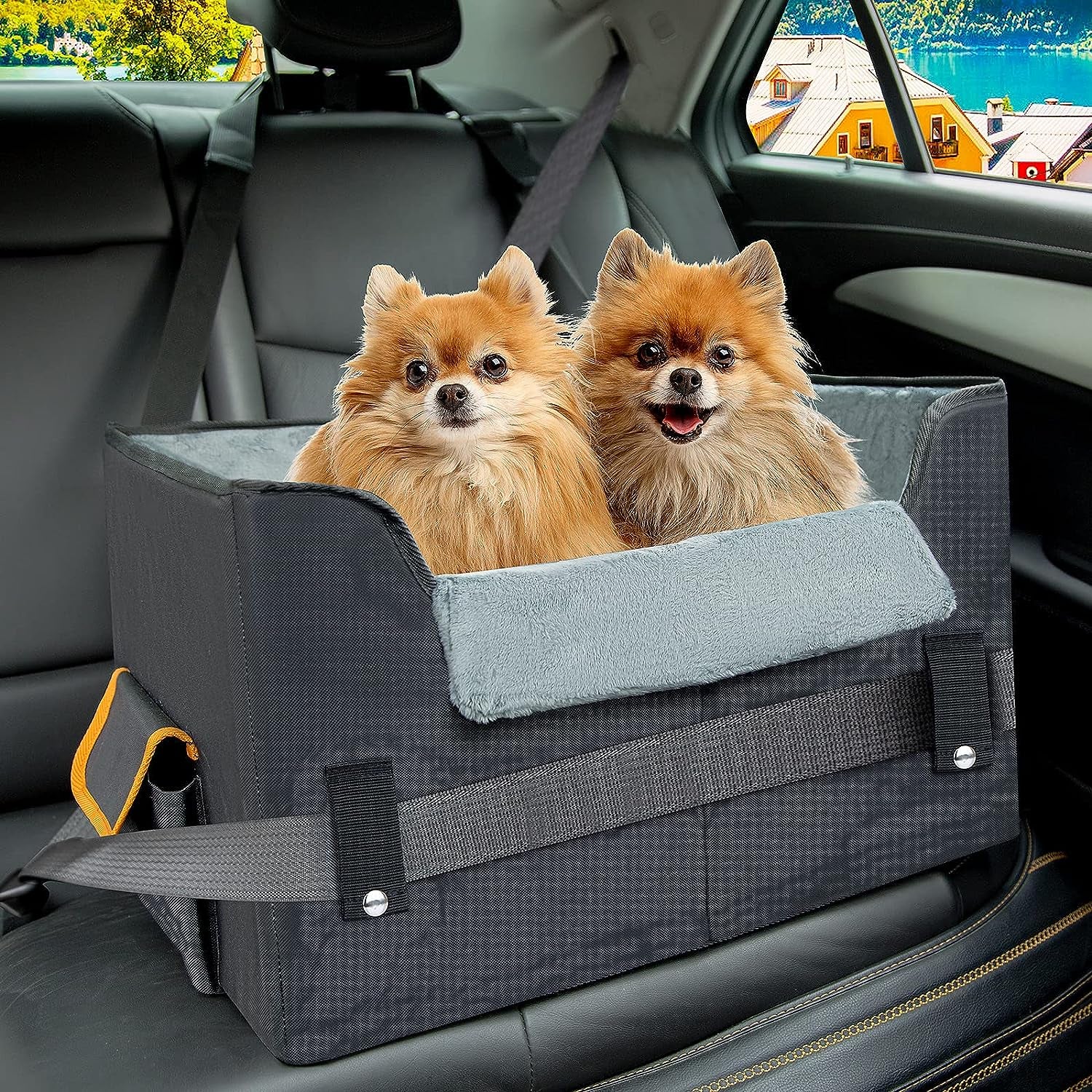 Premium Elevated Dog Car Seat - Adjustable Booster & Cozy Travel Carrier for Small Pets