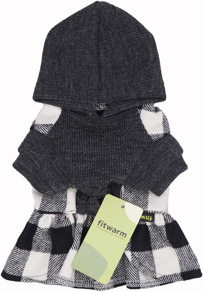 Chic Fitwarm Knitted Plaid Dog Hoodie - Cozy Sweatshirt for Small Pets