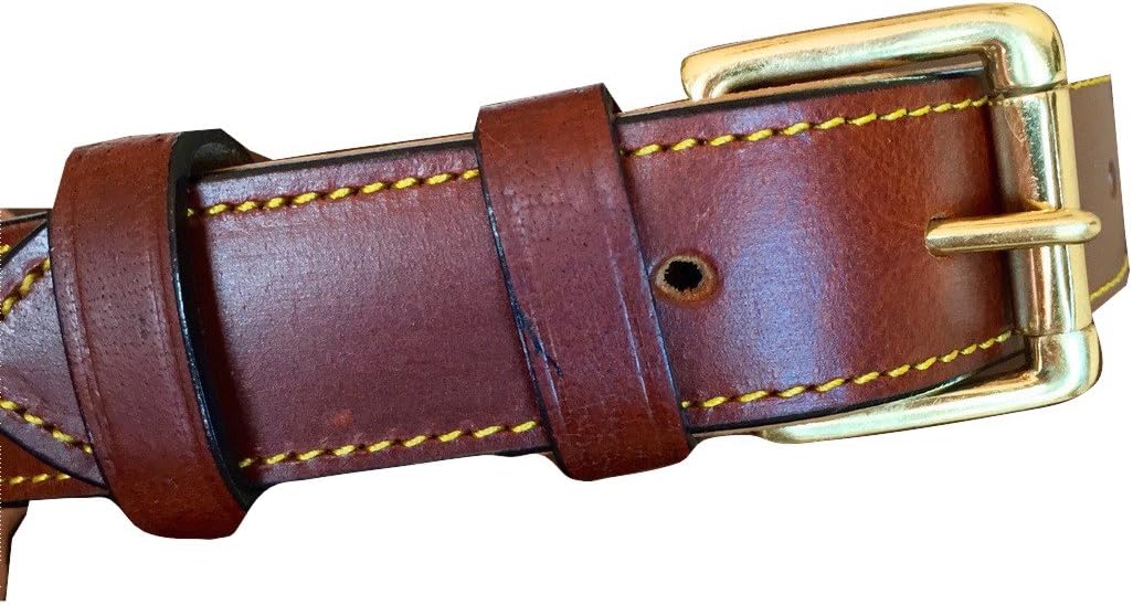 Premium Genuine Leather Dog Collar - Luxurious Padded Design, Large Brown, 24" Long X 1.5" Wide, Fits Neck Sizes 18" to 21"