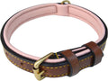 Premium Genuine Leather Dog Collar - Luxurious Padded Design, Large Brown, 24