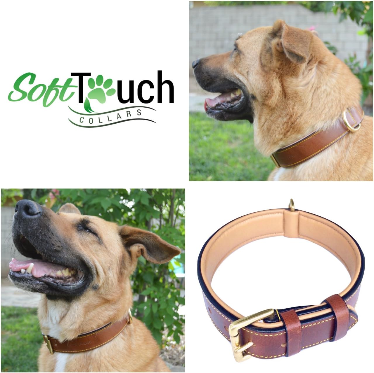 Premium Genuine Leather Dog Collar - Luxurious Padded Design, Large Brown, 24" Long X 1.5" Wide, Fits Neck Sizes 18" to 21"