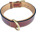 Premium Genuine Leather Dog Collar - Luxurious Padded Design, Large Brown, 24