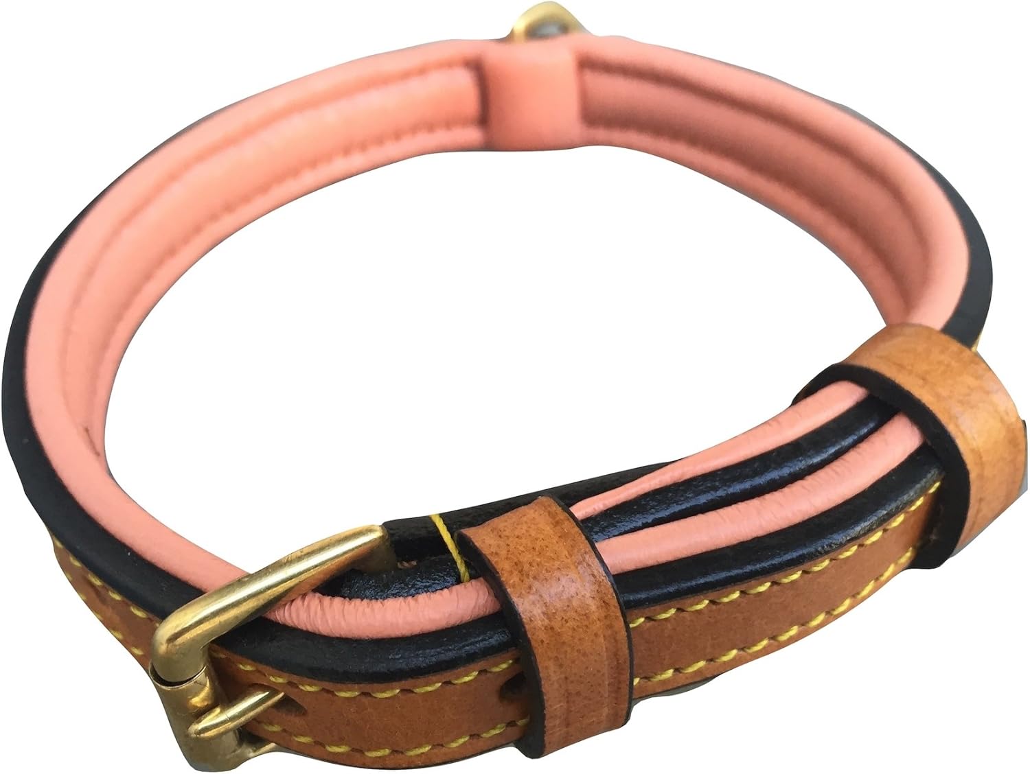 Premium Genuine Leather Dog Collar - Luxurious Padded Design, Large Brown, 24" Long X 1.5" Wide, Fits Neck Sizes 18" to 21"