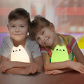 Charming Cat Lamp Set - Neojoy Remote Control Silicone Night Light for Kids & Toddlers, Rechargeable Kawaii Design, 4-Piece White Collection
