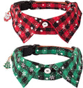 Stylish Festive Plaid Dog Collars with Bow Ties - 2 Pack for Large Dogs