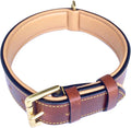Premium Genuine Leather Dog Collar - Luxurious Padded Design, Large Brown, 24