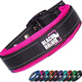 Ultra Soft Black Rhino Heavy Duty Reflective Dog Collar for Medium Breeds - Adjustable, Weatherproof & Lightweight Comfort in Stylish Purple/Black