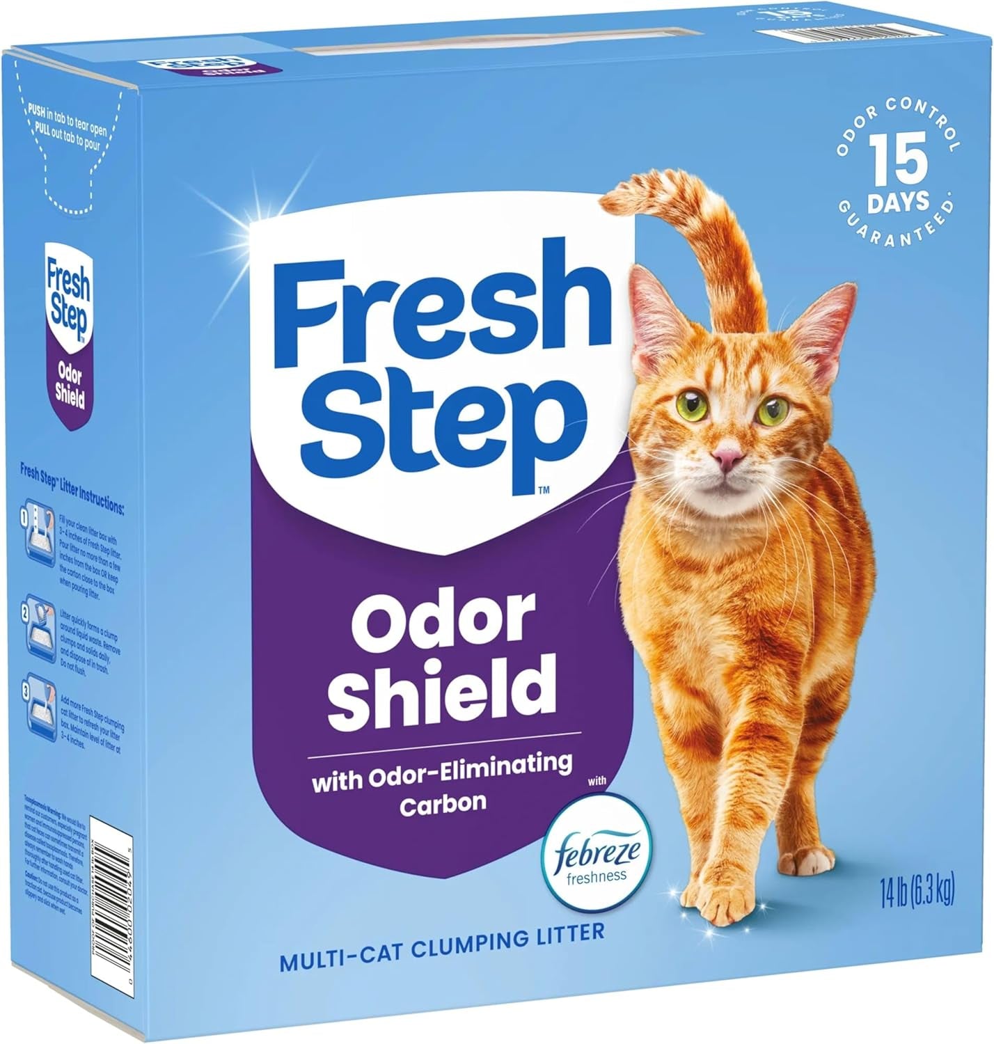Fresh Step Multi-Cat Clumping Cat Litter with Activated Charcoal - Long Lasting Odor Control & Low Dust Formula, 14 lb