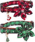 Stylish Festive Plaid Dog Collars with Bow Ties - 2 Pack for Large Dogs