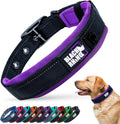 Ultra Soft Black Rhino Heavy Duty Reflective Dog Collar for Medium Breeds - Adjustable, Weatherproof & Lightweight Comfort in Stylish Purple/Black