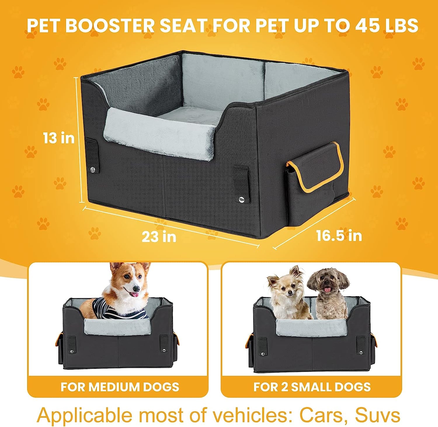 Premium Elevated Dog Car Seat - Adjustable Booster & Cozy Travel Carrier for Small Pets