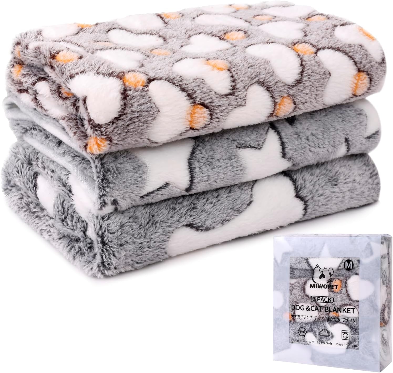 Luxurious 3-Pack Fleece Pet Blankets - Ultra-Soft & Warm Sleep Mats for Dogs and Cats (Medium 30" X 20")