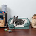 Furhaven Orthopedic Dog Bed for Small Dogs - Plush Velvet Sofa with Removable Bolsters & Washable Cover, Ideal for Pets up to 20 lbs - Celadon Green