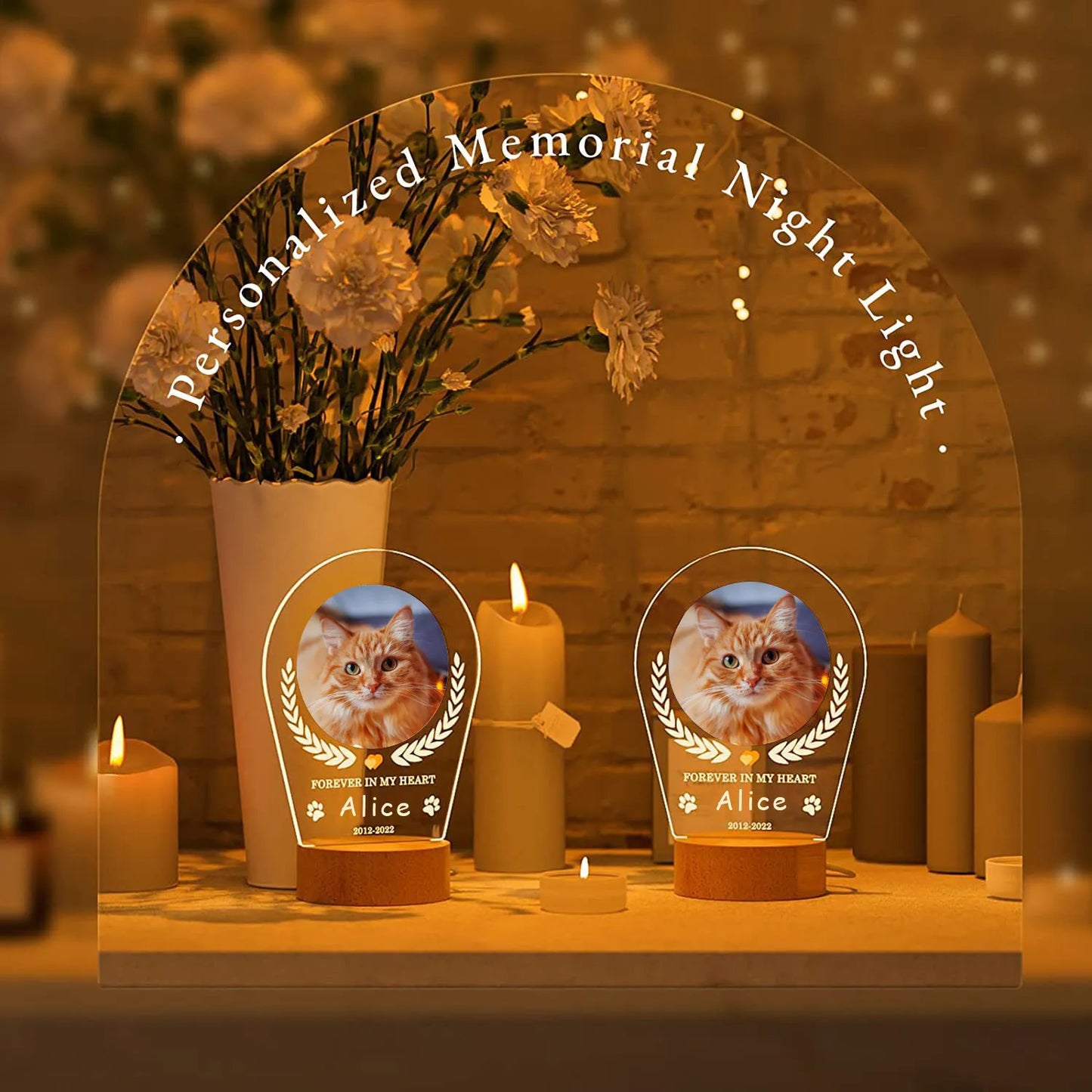 In Loving Pet Memorial Light – Custom Photo & Name LED Lamp for Dogs and Cats