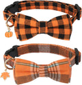 Stylish Festive Plaid Dog Collars with Bow Ties - 2 Pack for Large Dogs