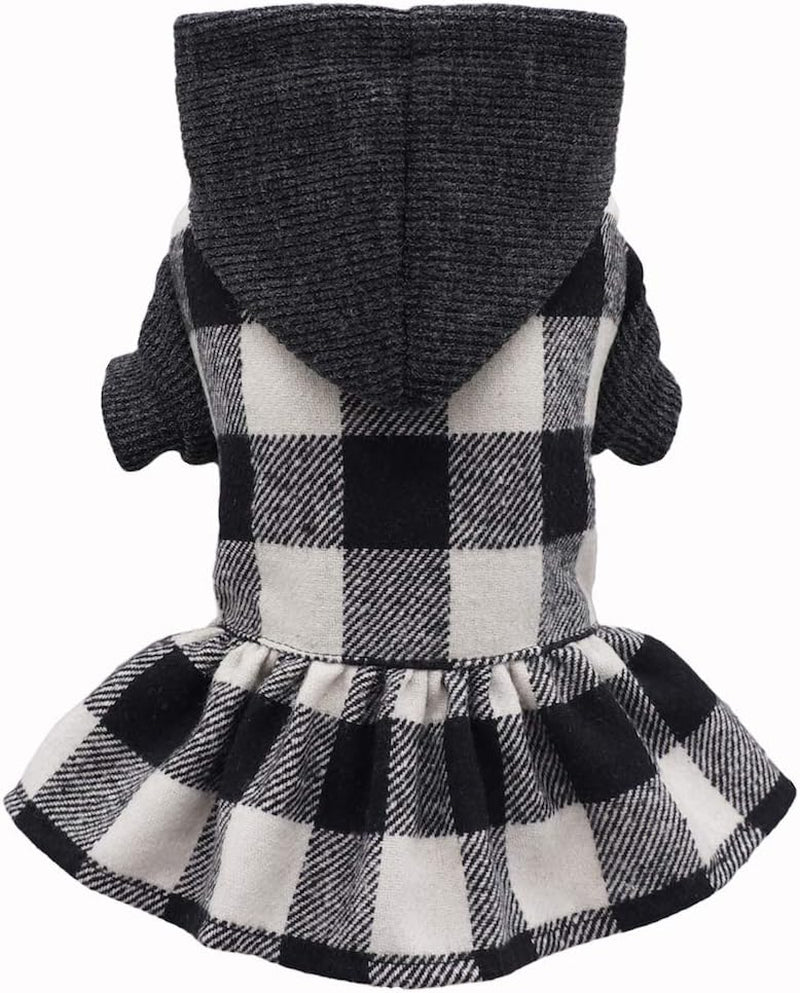 Chic Fitwarm Knitted Plaid Dog Hoodie - Cozy Sweatshirt for Small Pets