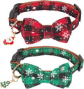 Stylish Festive Plaid Dog Collars with Bow Ties - 2 Pack for Large Dogs