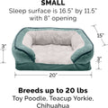 Furhaven Orthopedic Dog Bed for Small Dogs - Plush Velvet Sofa with Removable Bolsters & Washable Cover, Ideal for Pets up to 20 lbs - Celadon Green