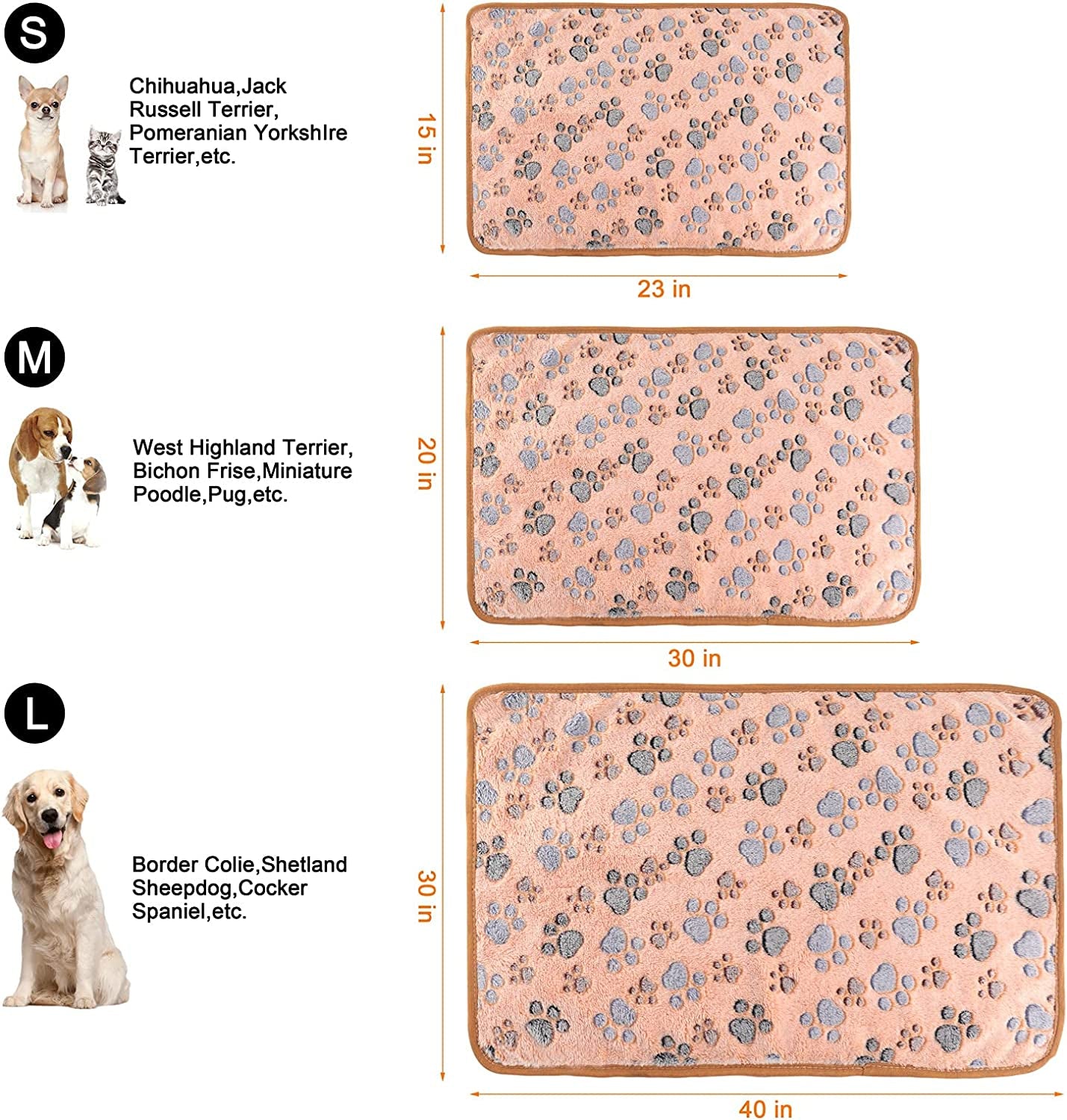Luxurious 3-Pack Fleece Pet Blankets - Ultra-Soft & Warm Sleep Mats for Dogs and Cats (Medium 30" X 20")