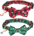 Stylish Festive Plaid Dog Collars with Bow Ties - 2 Pack for Large Dogs