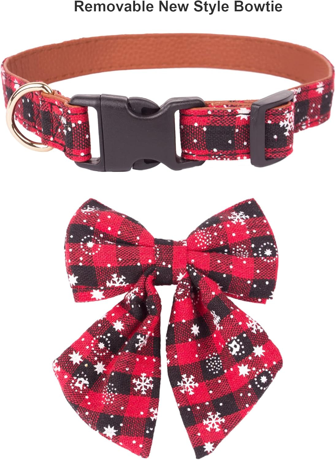 Stylish Festive Plaid Dog Collars with Bow Ties - 2 Pack for Large Dogs