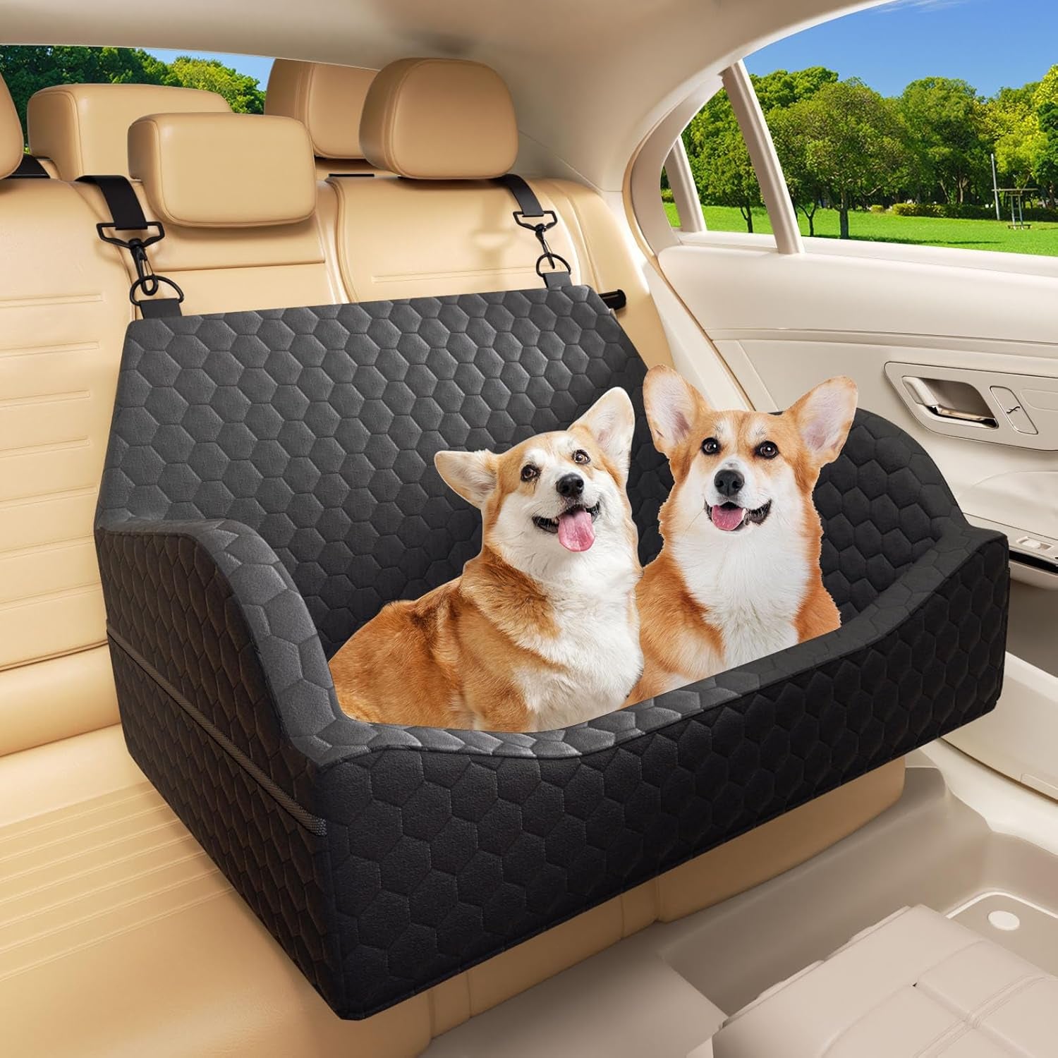 Premium Elevated Dog Car Seat - Adjustable Booster & Cozy Travel Carrier for Small Pets
