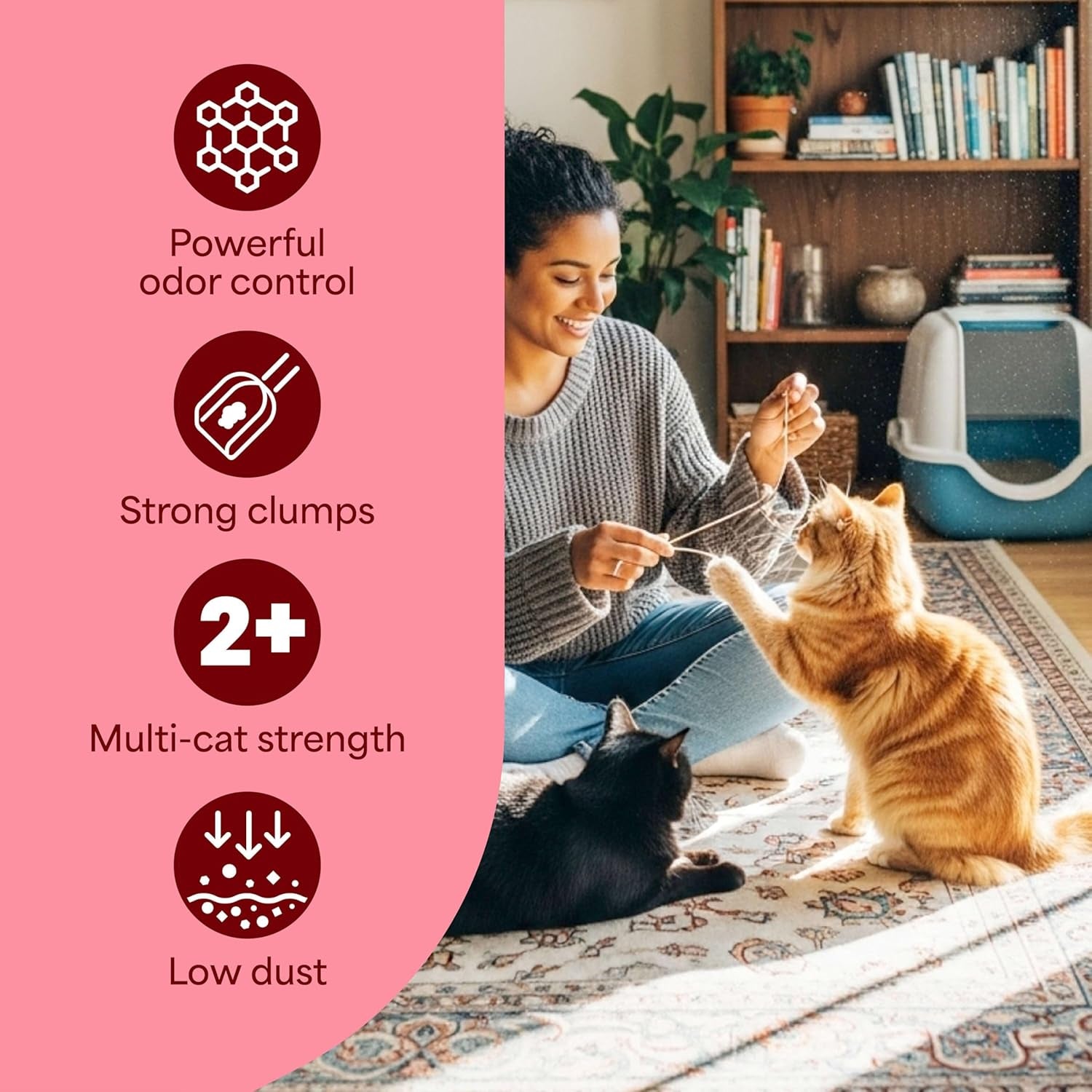 Fresh Step Multi-Cat Clumping Cat Litter with Activated Charcoal - Long Lasting Odor Control & Low Dust Formula, 14 lb