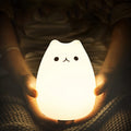 Charming Cat Lamp Set - Neojoy Remote Control Silicone Night Light for Kids & Toddlers, Rechargeable Kawaii Design, 4-Piece White Collection