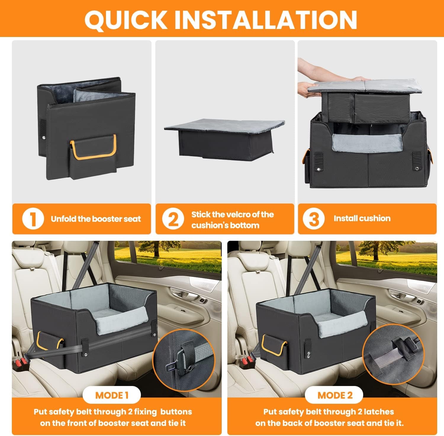 Premium Elevated Dog Car Seat - Adjustable Booster & Cozy Travel Carrier for Small Pets