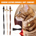 Chic 3-Pack Leather Cat Collars with Bells - Soft & Safe XS Kitten Collars in Black, Chocolate, and Beige
