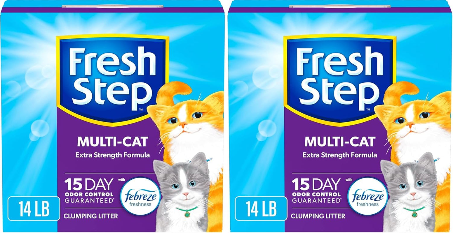 Fresh Step Multi-Cat Clumping Cat Litter with Activated Charcoal - Long Lasting Odor Control & Low Dust Formula, 14 lb